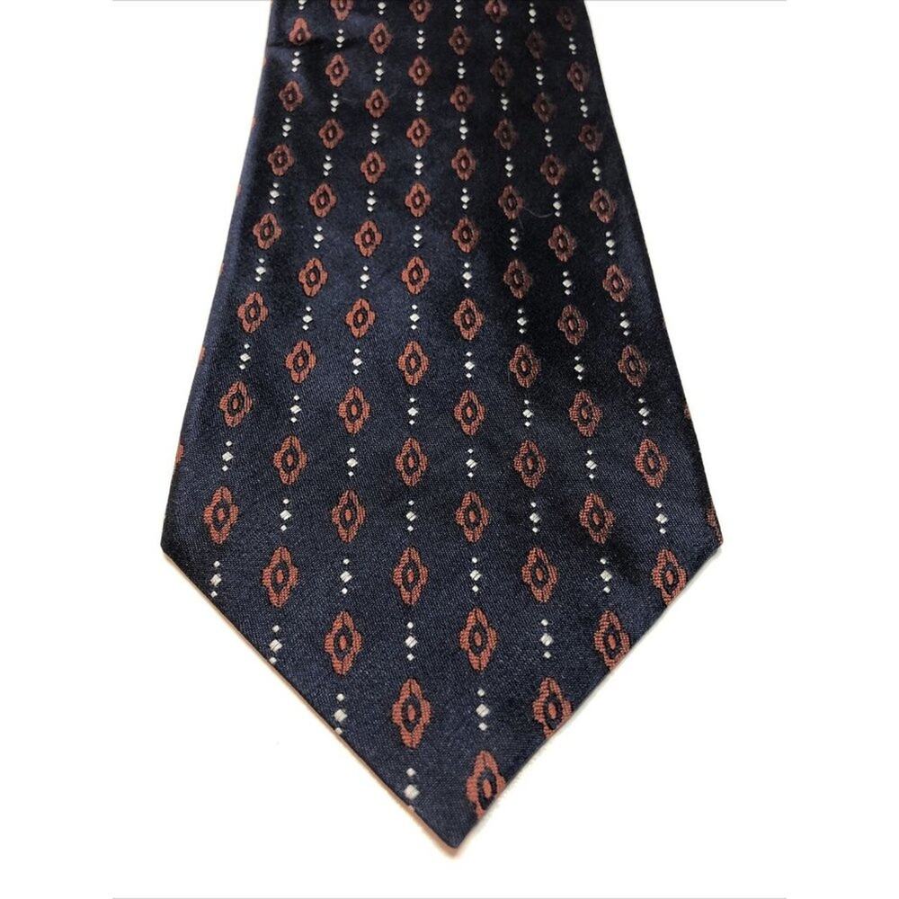 Vintage Daniel Craig Men's 100% Silk ITALY Navy Blue Red Neck Tie 57-60 Wide